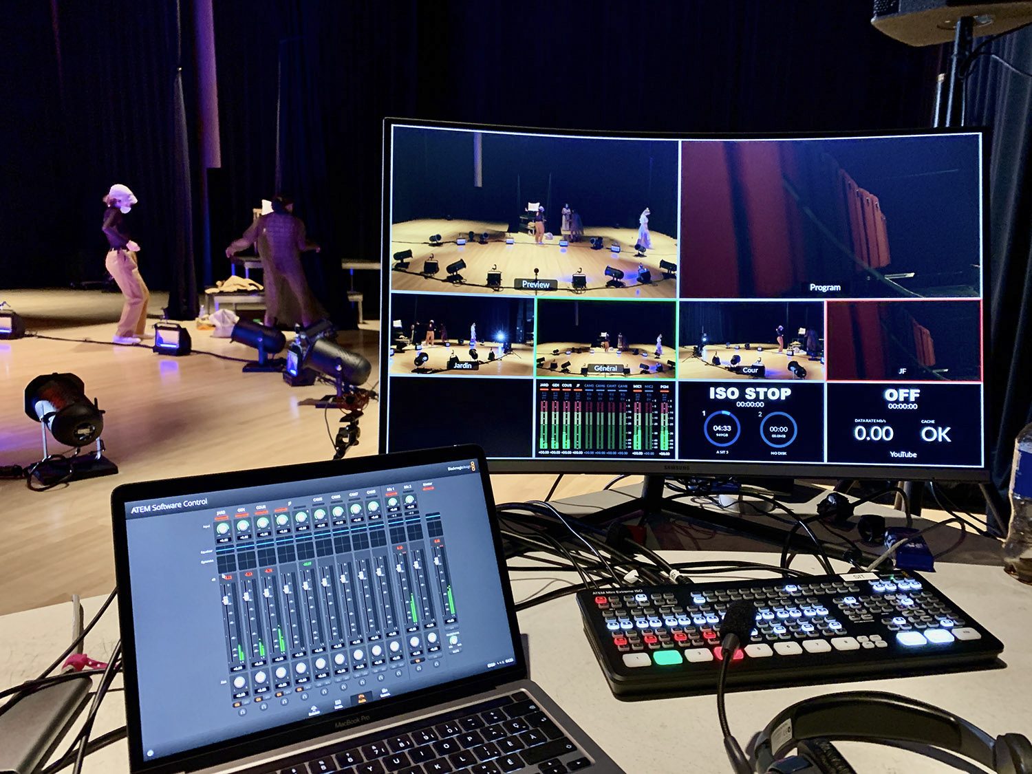 Régie multicaméra Studio SIT — mélangeur ATEM et multiview lors d'une captation de spectacle